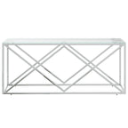 Coffee Table Silver Stainless Steel and Tempered Glass Medium