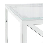 Coffee Table Silver Stainless Steel and Tempered Glass Medium