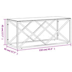 Coffee Table Silver Stainless Steel and Tempered Glass Medium