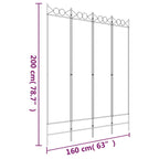 4-Panel Room Divider White 63"x78.7" Fabric