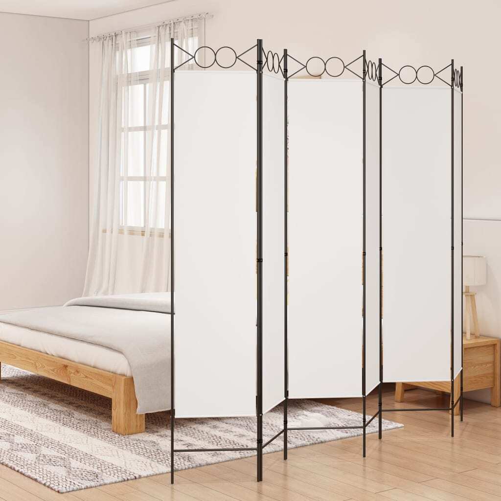 6-Panel Room Divider White 94.5"x78.7" Fabric