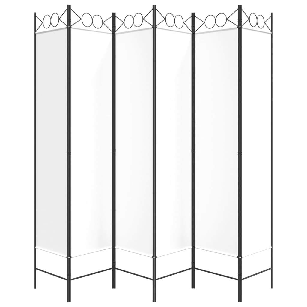 6-Panel Room Divider White 94.5"x78.7" Fabric