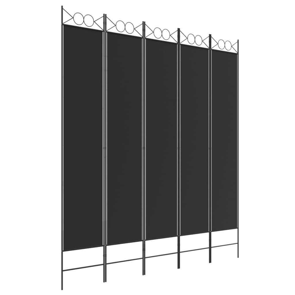 5-Panel Room Divider Black 78.7"x86.6" Fabric