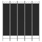5-Panel Room Divider Black 78.7"x86.6" Fabric