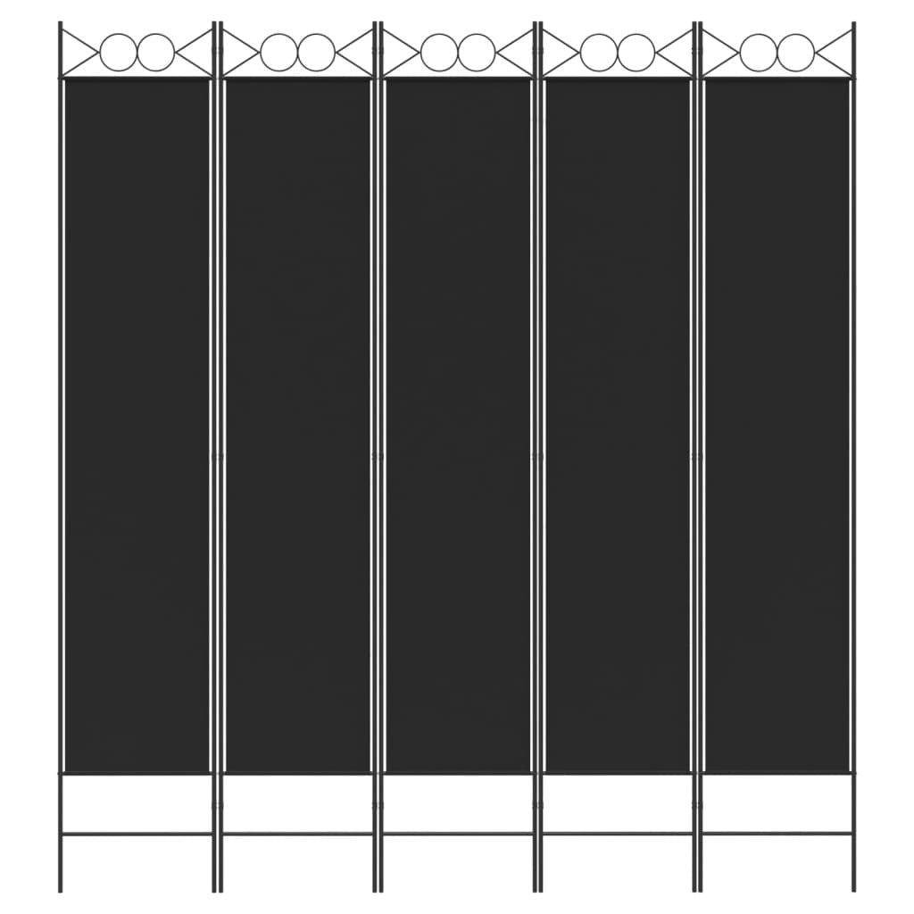 5-Panel Room Divider Black 78.7"x86.6" Fabric