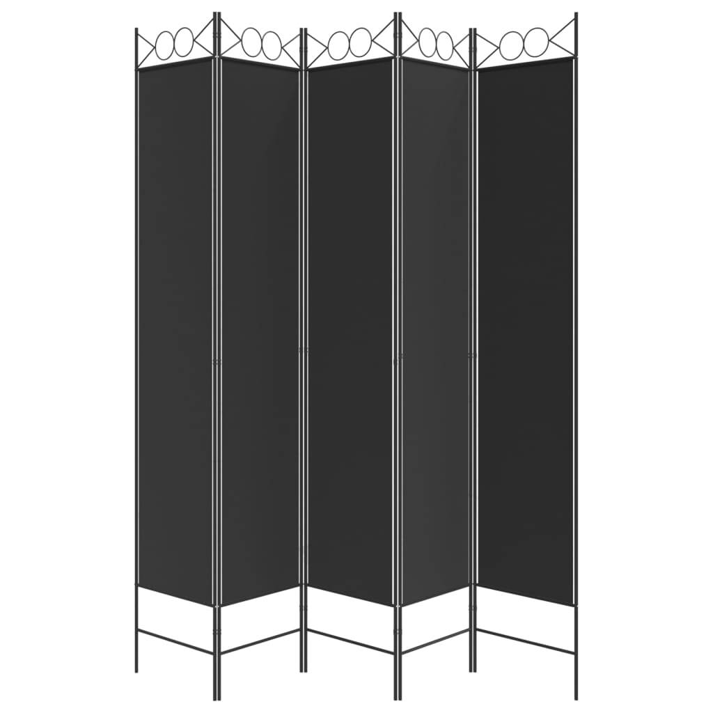5-Panel Room Divider Black 78.7"x86.6" Fabric