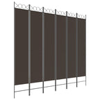 6-Panel Room Divider Brown 94.5"x86.6" Fabric