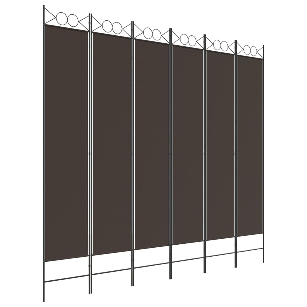6-Panel Room Divider Brown 94.5"x86.6" Fabric