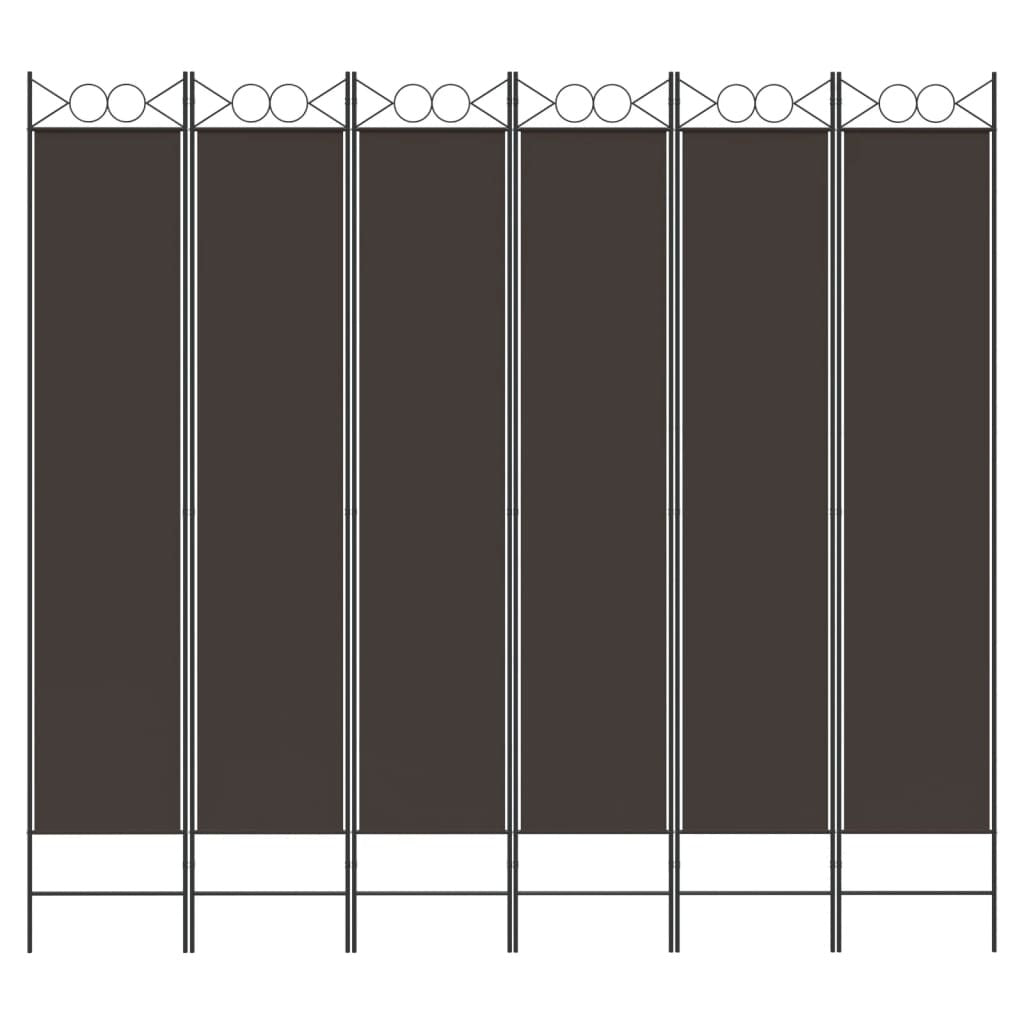 6-Panel Room Divider Brown 94.5"x86.6" Fabric