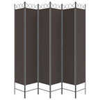 6-Panel Room Divider Brown 94.5"x86.6" Fabric