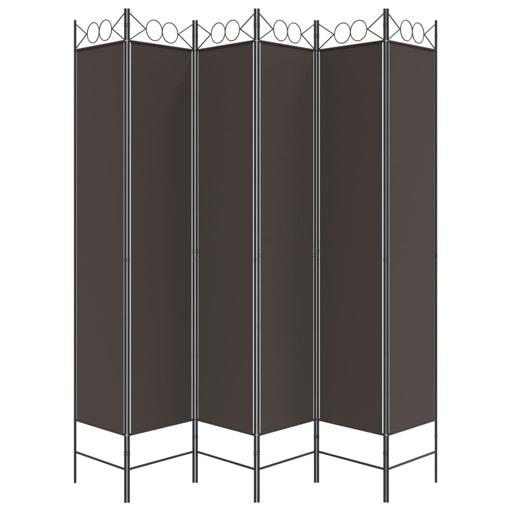 6-Panel Room Divider Brown 94.5"x86.6" Fabric