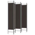 6-Panel Room Divider Brown 94.5"x86.6" Fabric