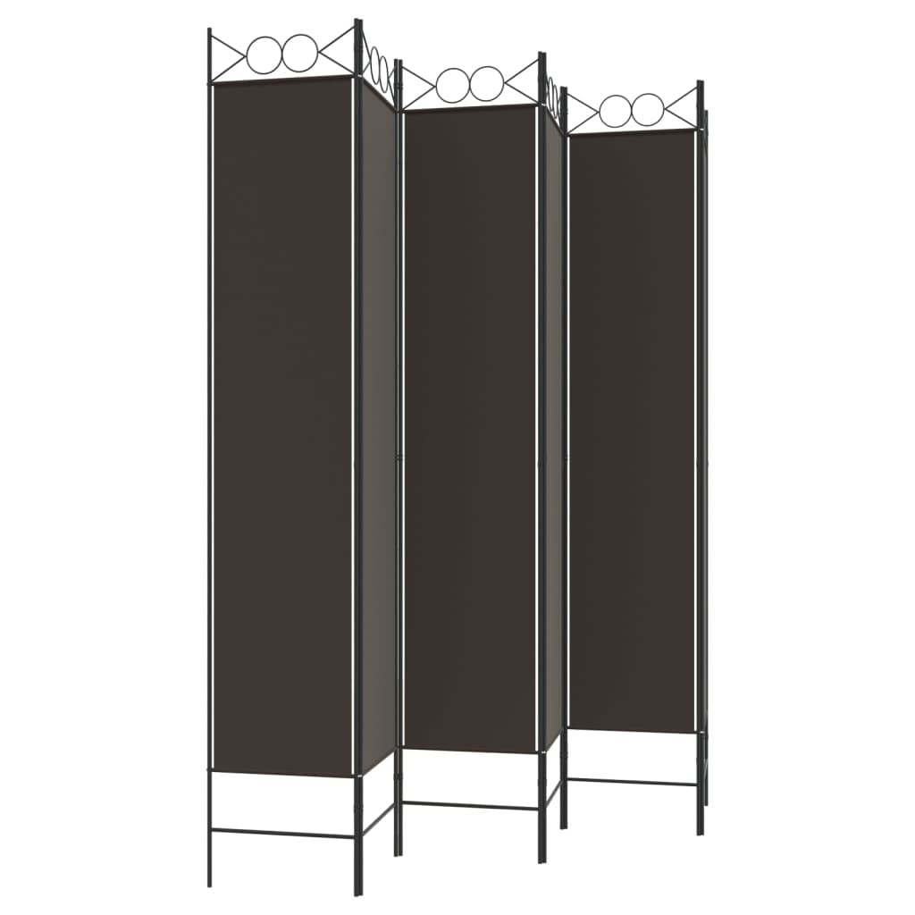 6-Panel Room Divider Brown 94.5"x86.6" Fabric