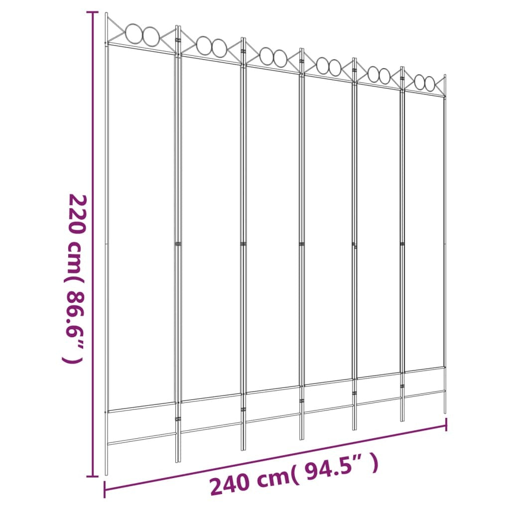 6-Panel Room Divider Brown 94.5"x86.6" Fabric