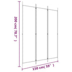3-Panel Room Divider White 59.1"x78.7" Fabric