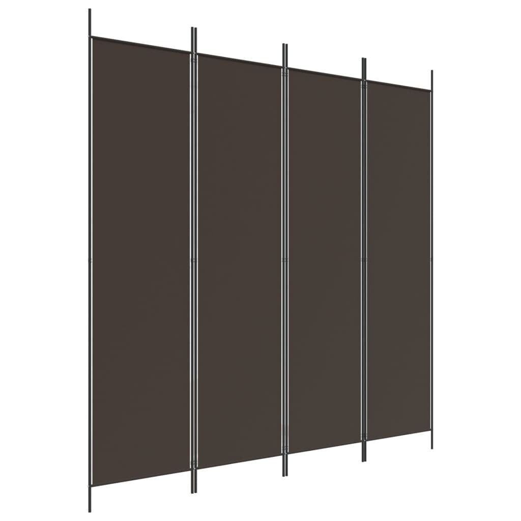 4-Panel Room Divider Brown 78.7"x78.7" Fabric