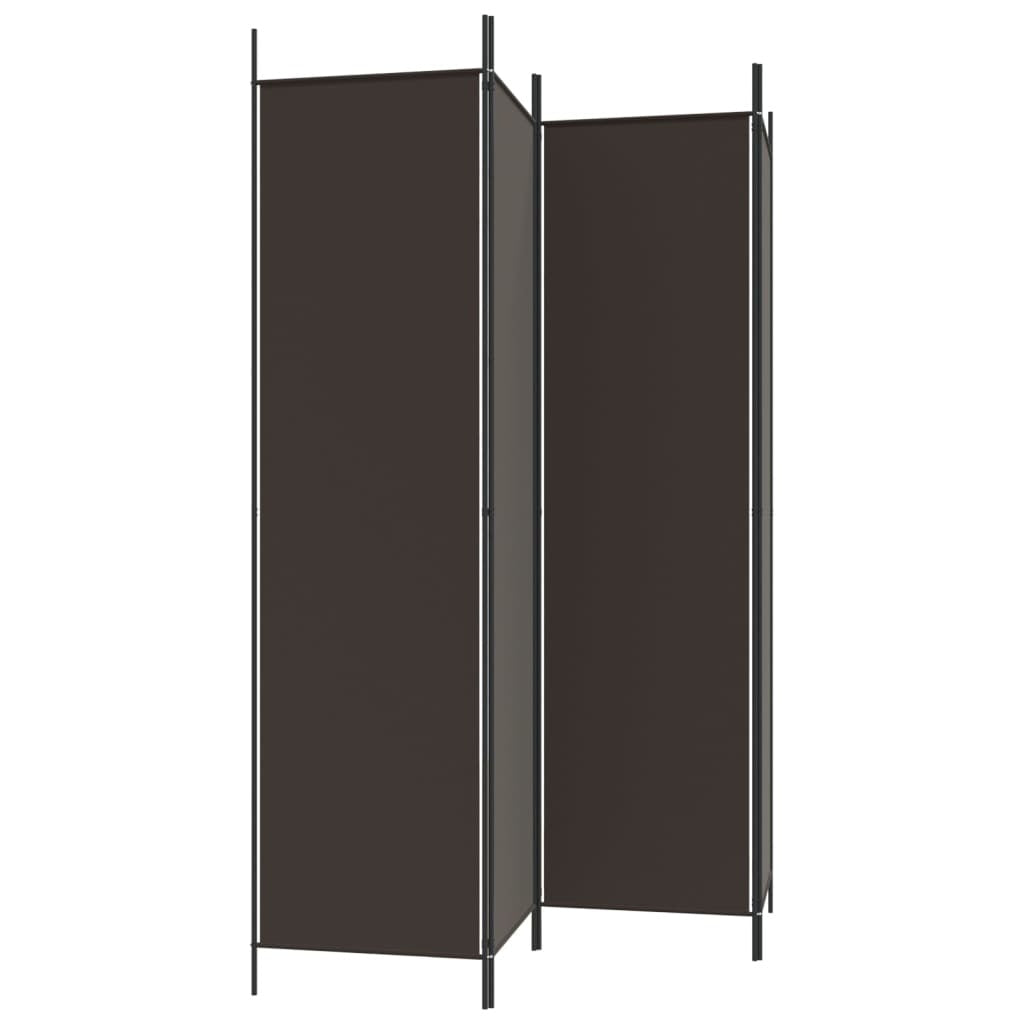4-Panel Room Divider Brown 78.7"x78.7" Fabric