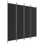 4-Panel Room Divider Black 78.7"x78.7" Fabric