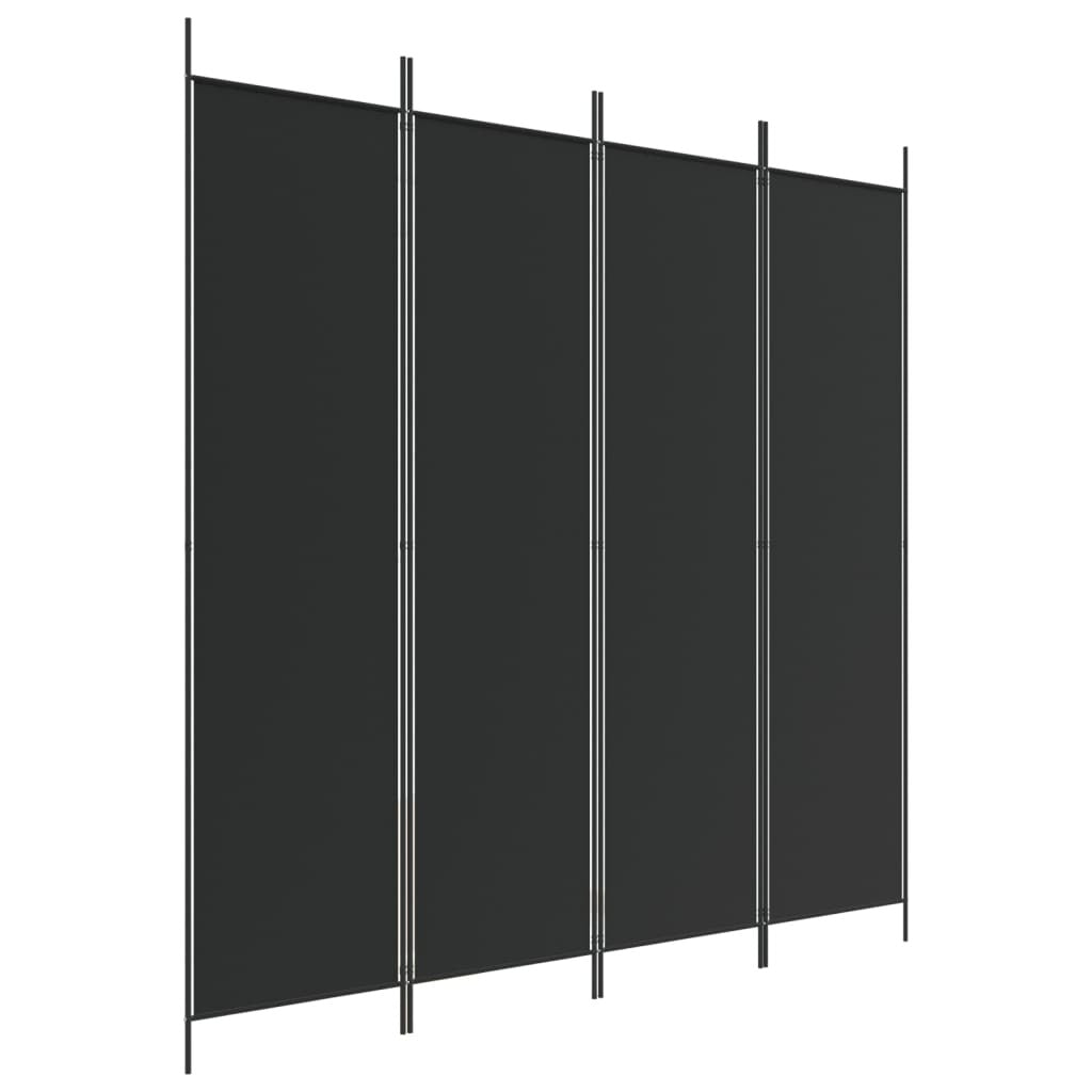 4-Panel Room Divider Black 78.7"x78.7" Fabric