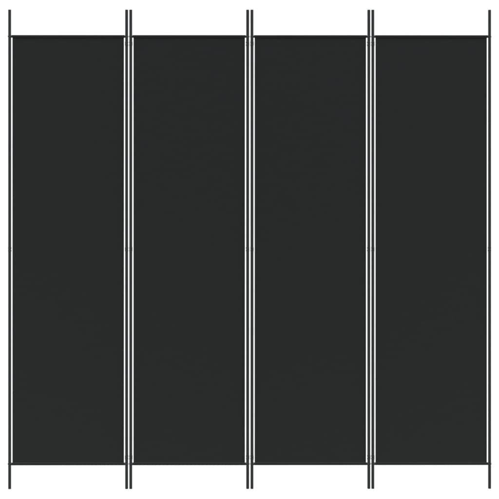 4-Panel Room Divider Black 78.7"x78.7" Fabric