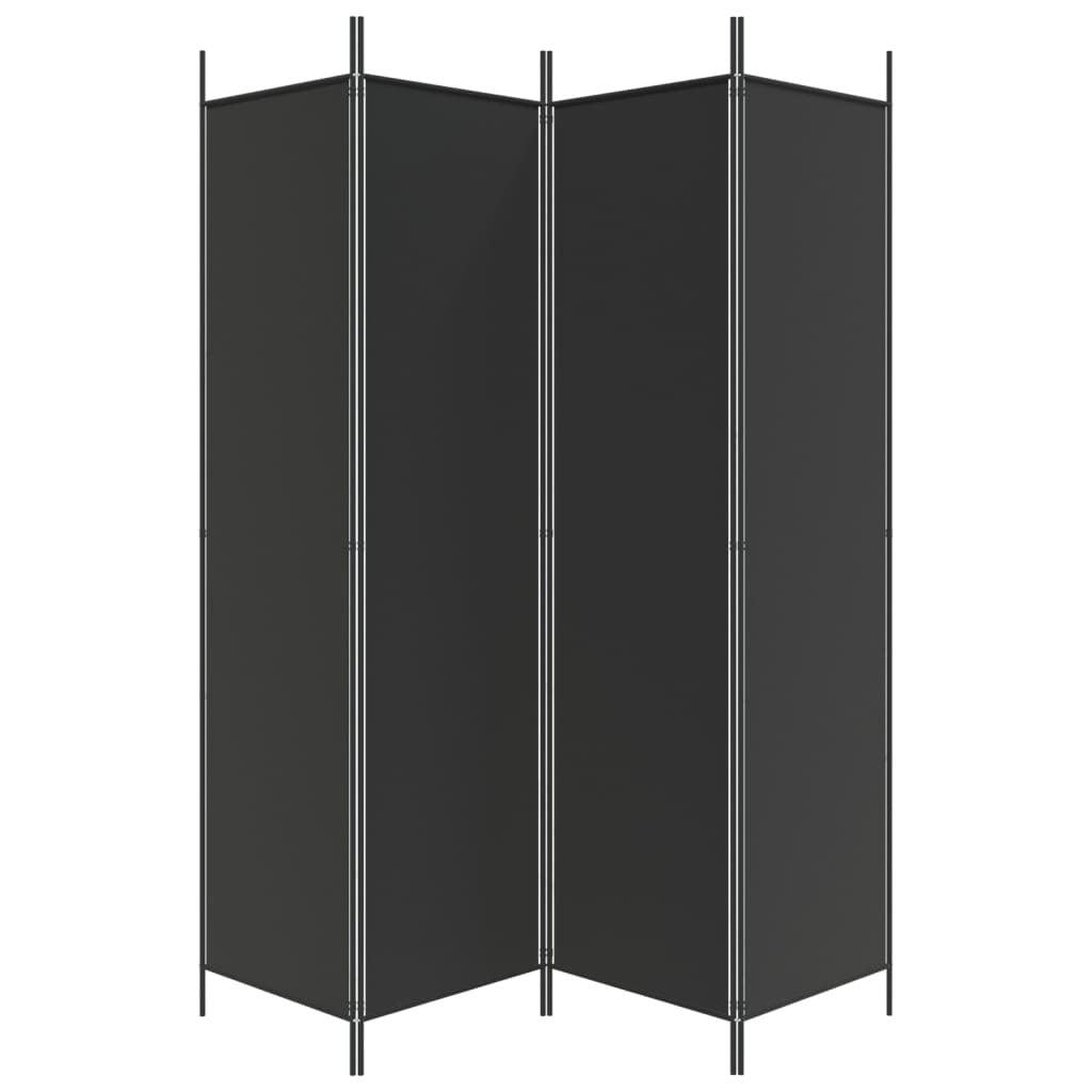 4-Panel Room Divider Black 78.7"x78.7" Fabric