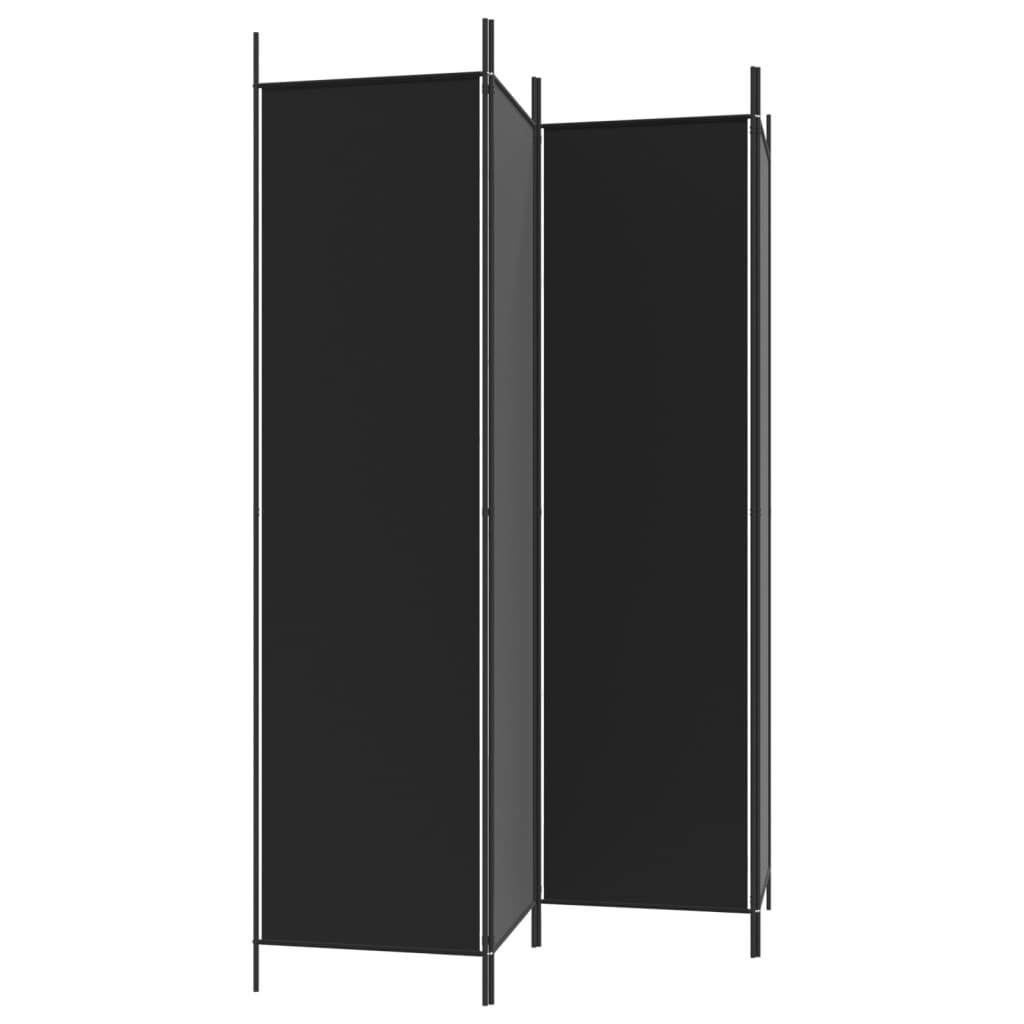 4-Panel Room Divider Black 78.7"x78.7" Fabric
