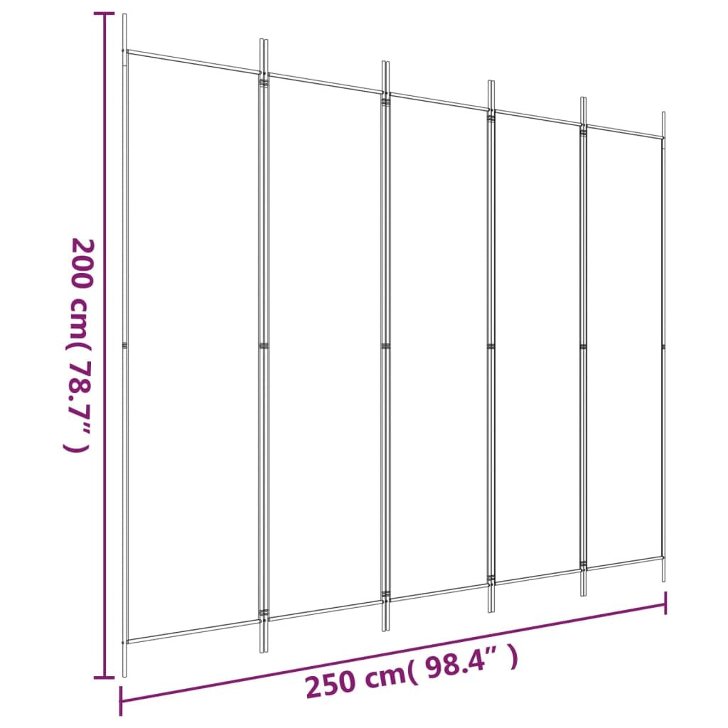 5-Panel Room Divider Anthracite 98.4"x78.7" Fabric
