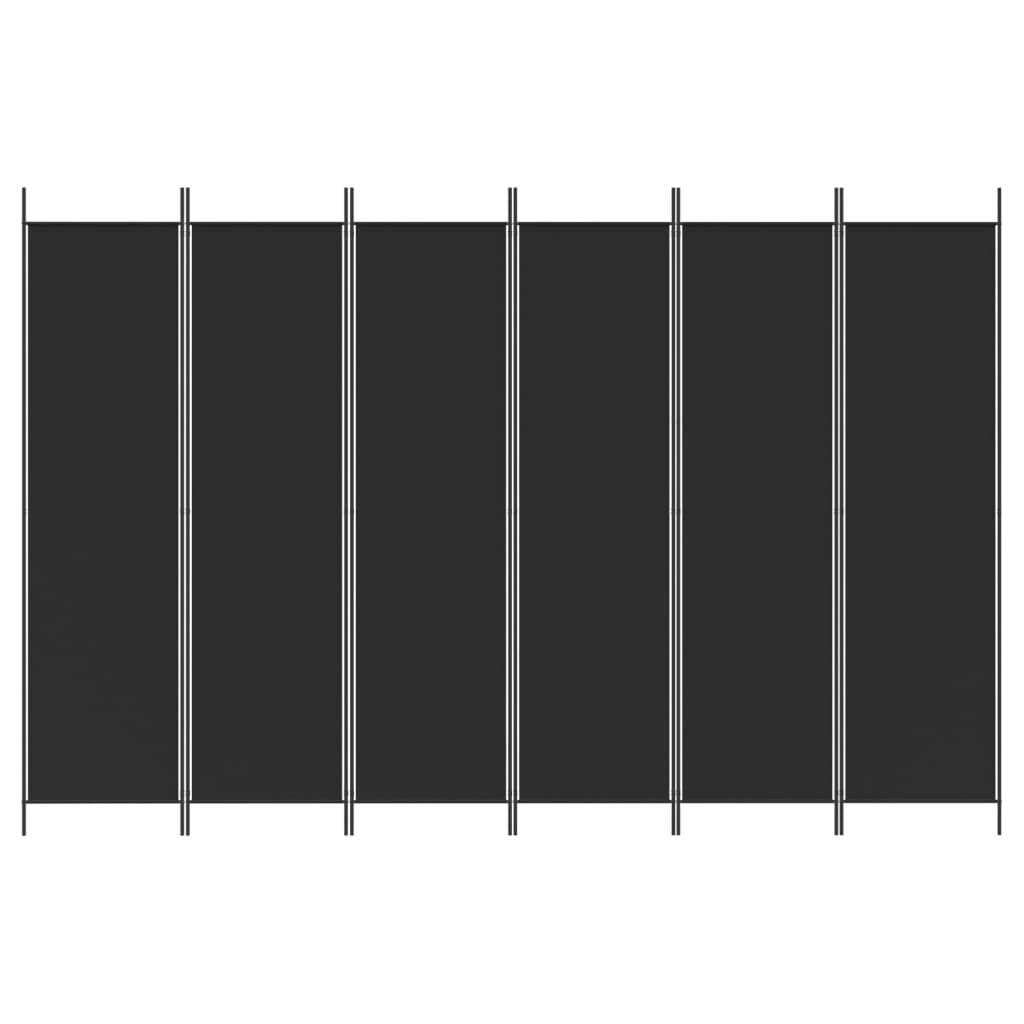 6-Panel Room Divider Black 118.1"x78.7" Fabric