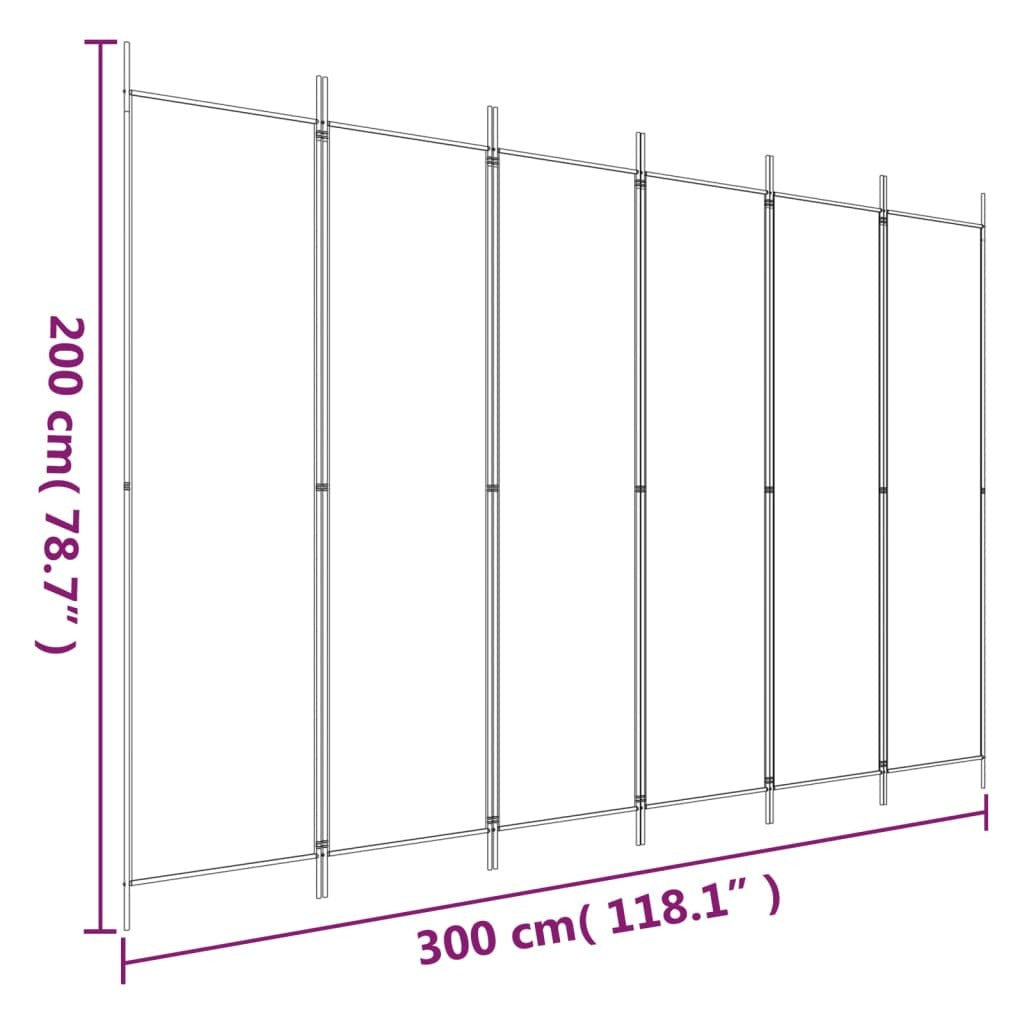 6-Panel Room Divider Black 118.1"x78.7" Fabric