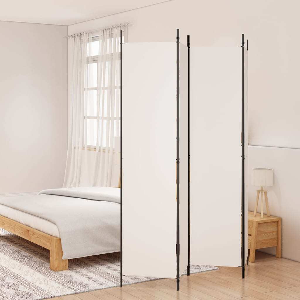 4-Panel Room Divider White 78.7"x86.6" Fabric