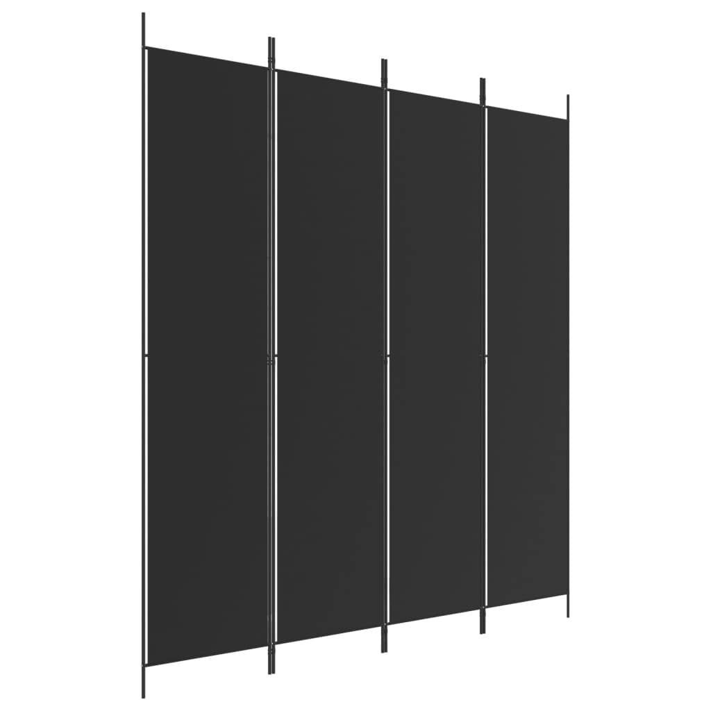 4-Panel Room Divider Black 78.7"x86.6" Fabric