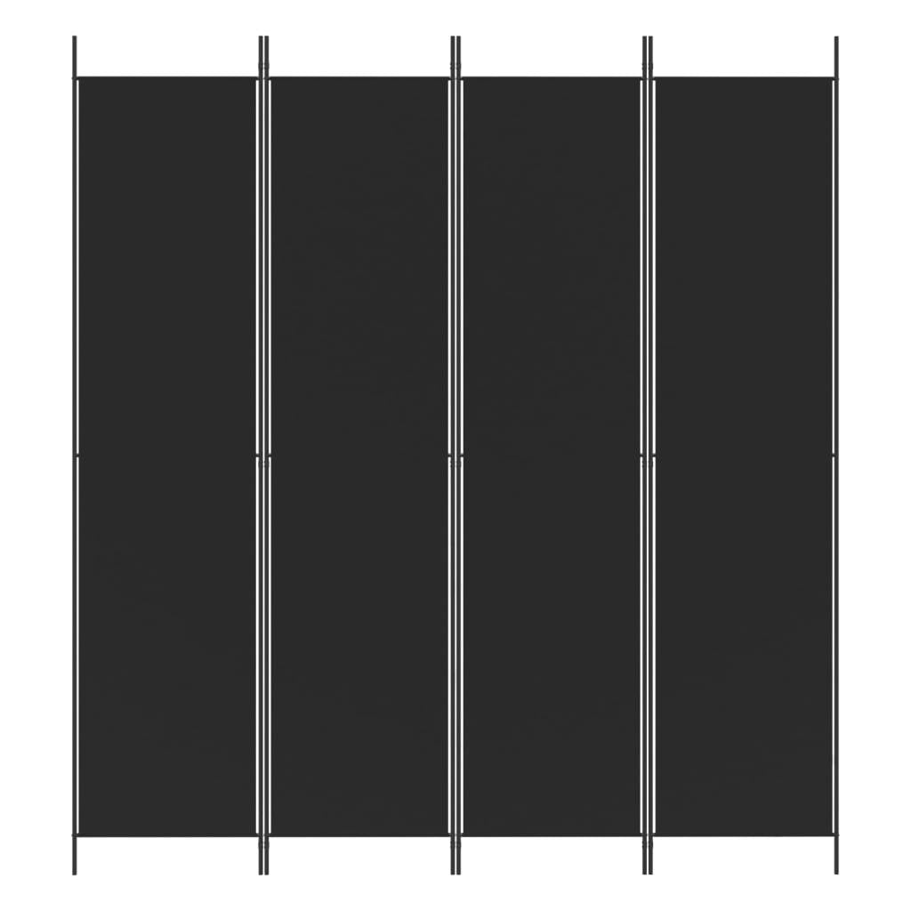 4-Panel Room Divider Black 78.7"x86.6" Fabric