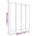 4-Panel Room Divider Black 78.7"x86.6" Fabric