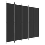 5-Panel Room Divider Black 98.4"x86.6" Fabric