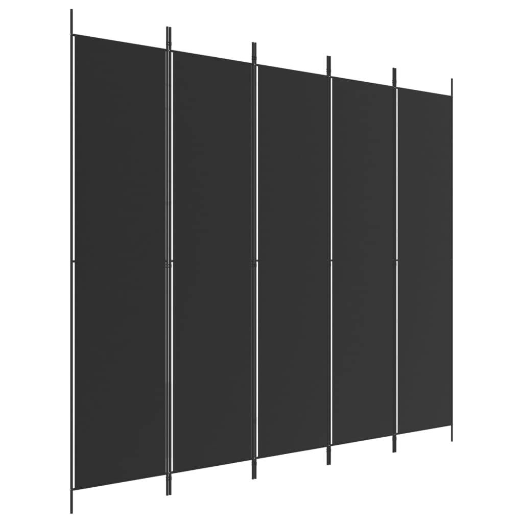 5-Panel Room Divider Black 98.4"x86.6" Fabric