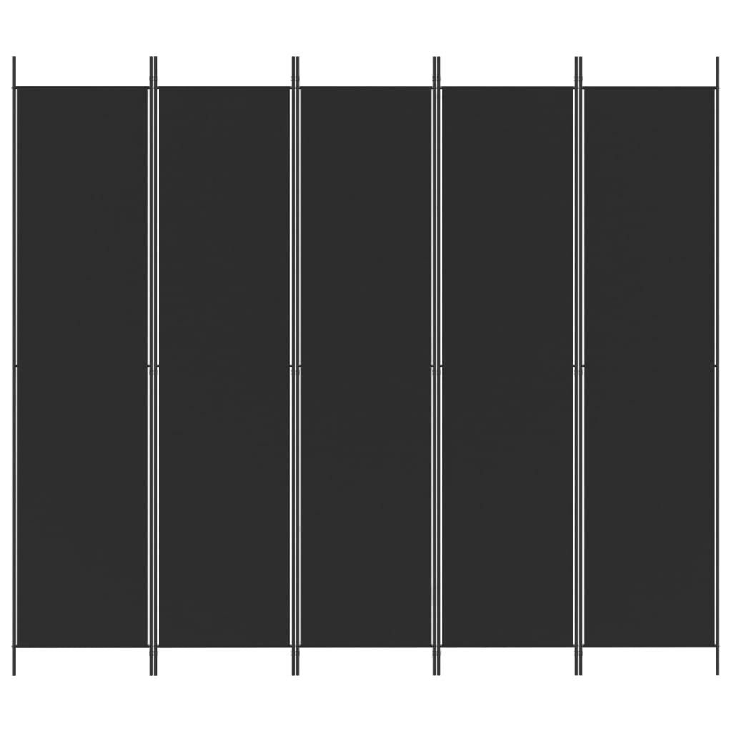 5-Panel Room Divider Black 98.4"x86.6" Fabric