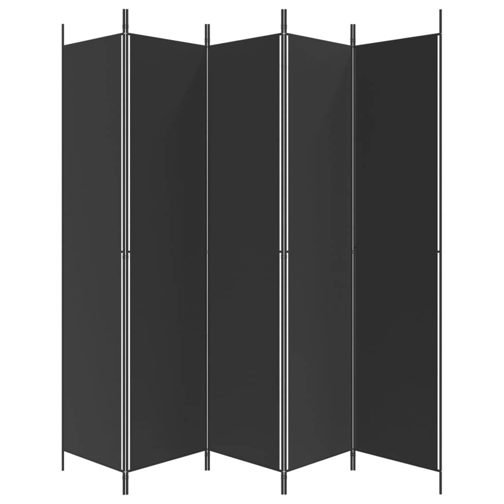 5-Panel Room Divider Black 98.4"x86.6" Fabric