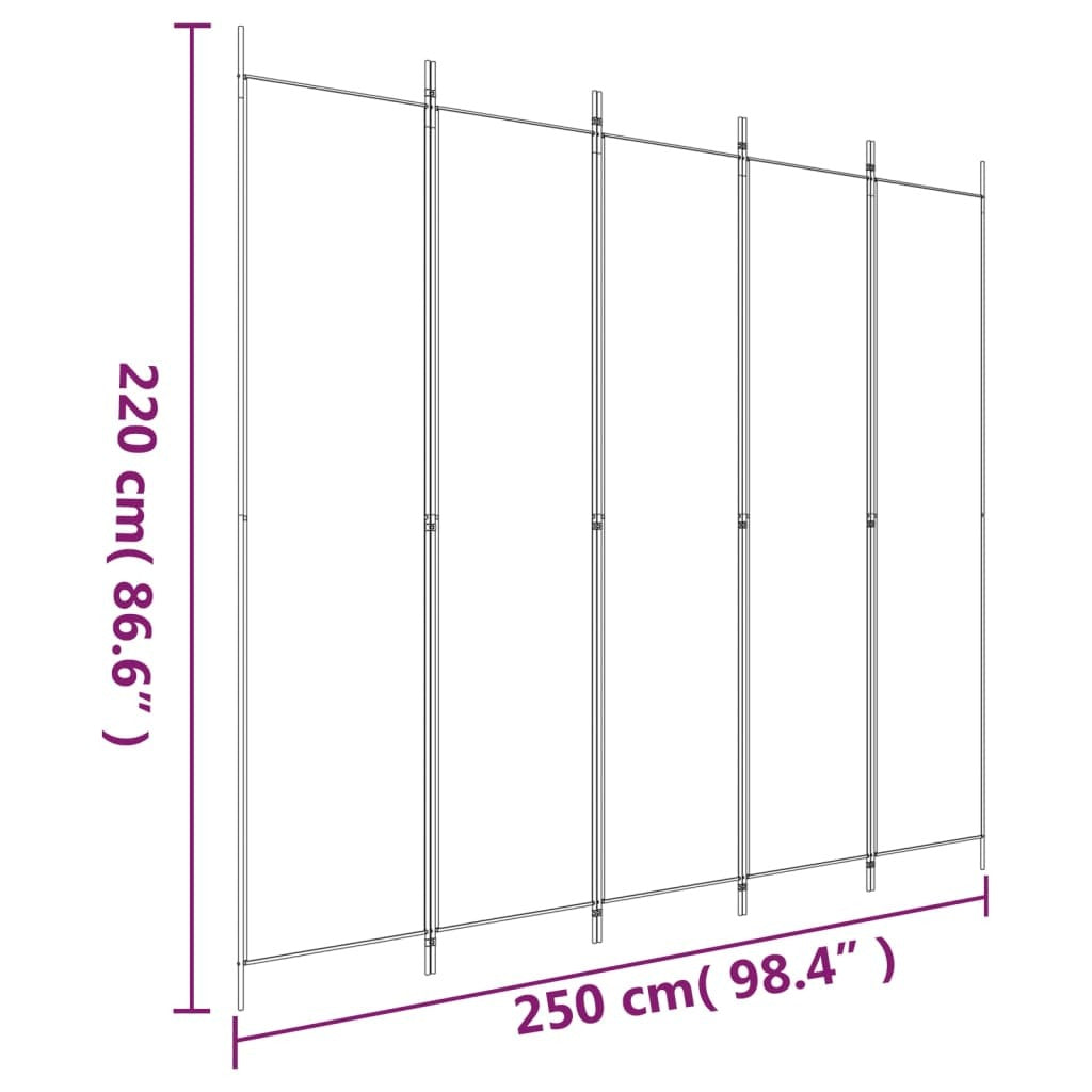 5-Panel Room Divider Black 98.4"x86.6" Fabric