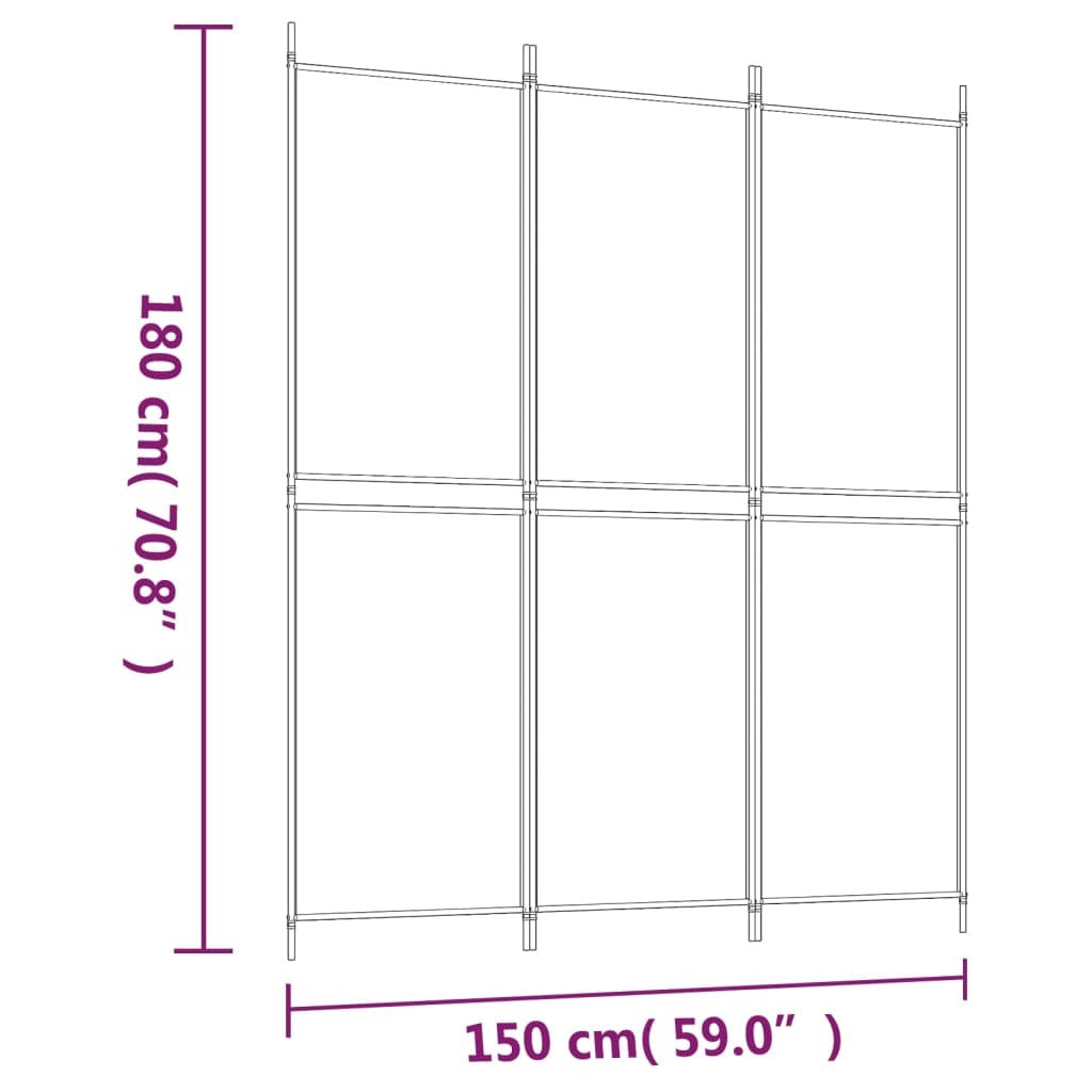 3-Panel Room Divider Brown 59.1"x70.9" Fabric