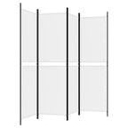 4-Panel Room Divider White 78.7"x70.9" Fabric