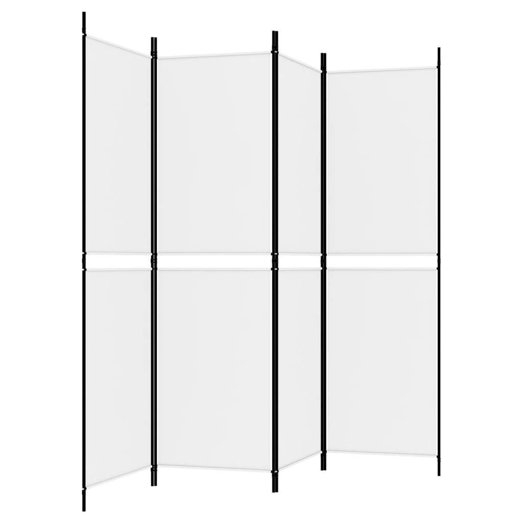 4-Panel Room Divider White 78.7"x70.9" Fabric