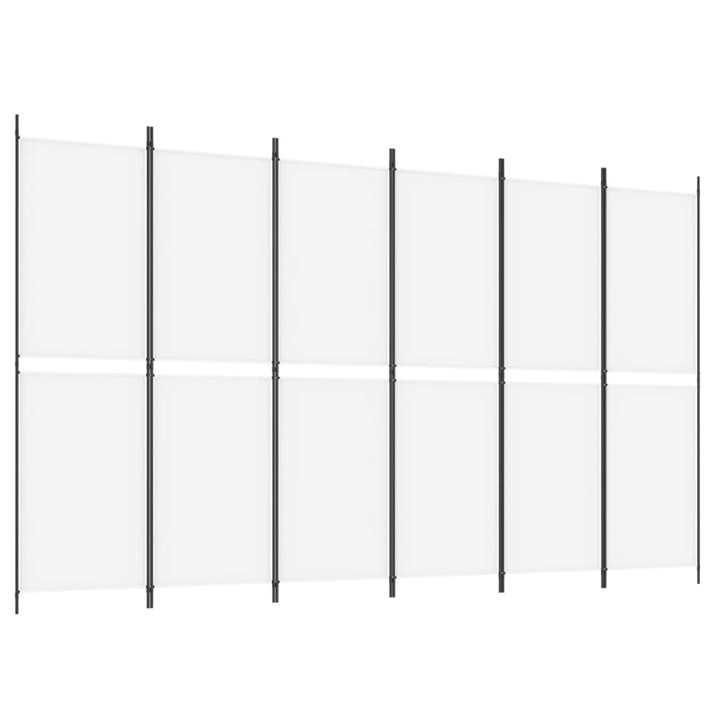 6-Panel Room Divider White 118.1"x70.9" Fabric