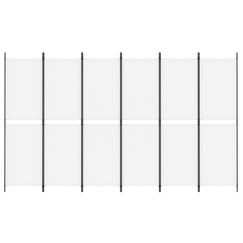 6-Panel Room Divider White 118.1"x70.9" Fabric