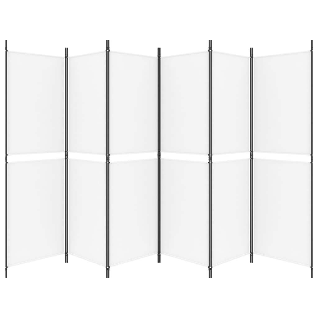6-Panel Room Divider White 118.1"x70.9" Fabric