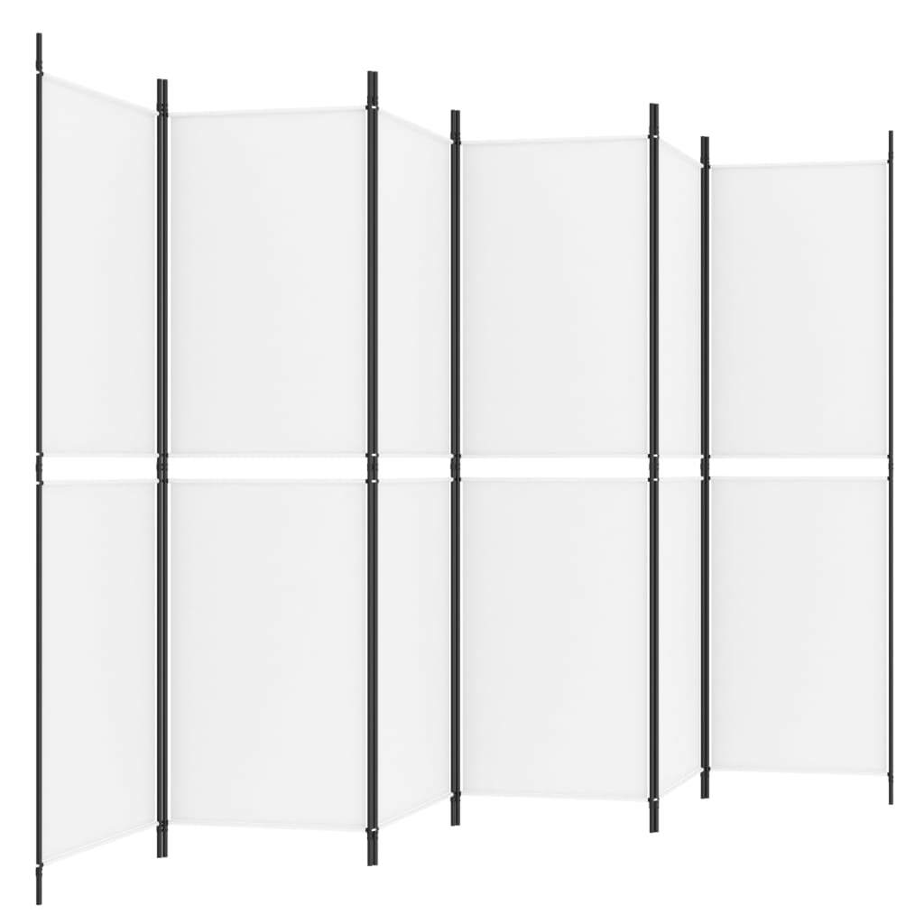 6-Panel Room Divider White 118.1"x70.9" Fabric