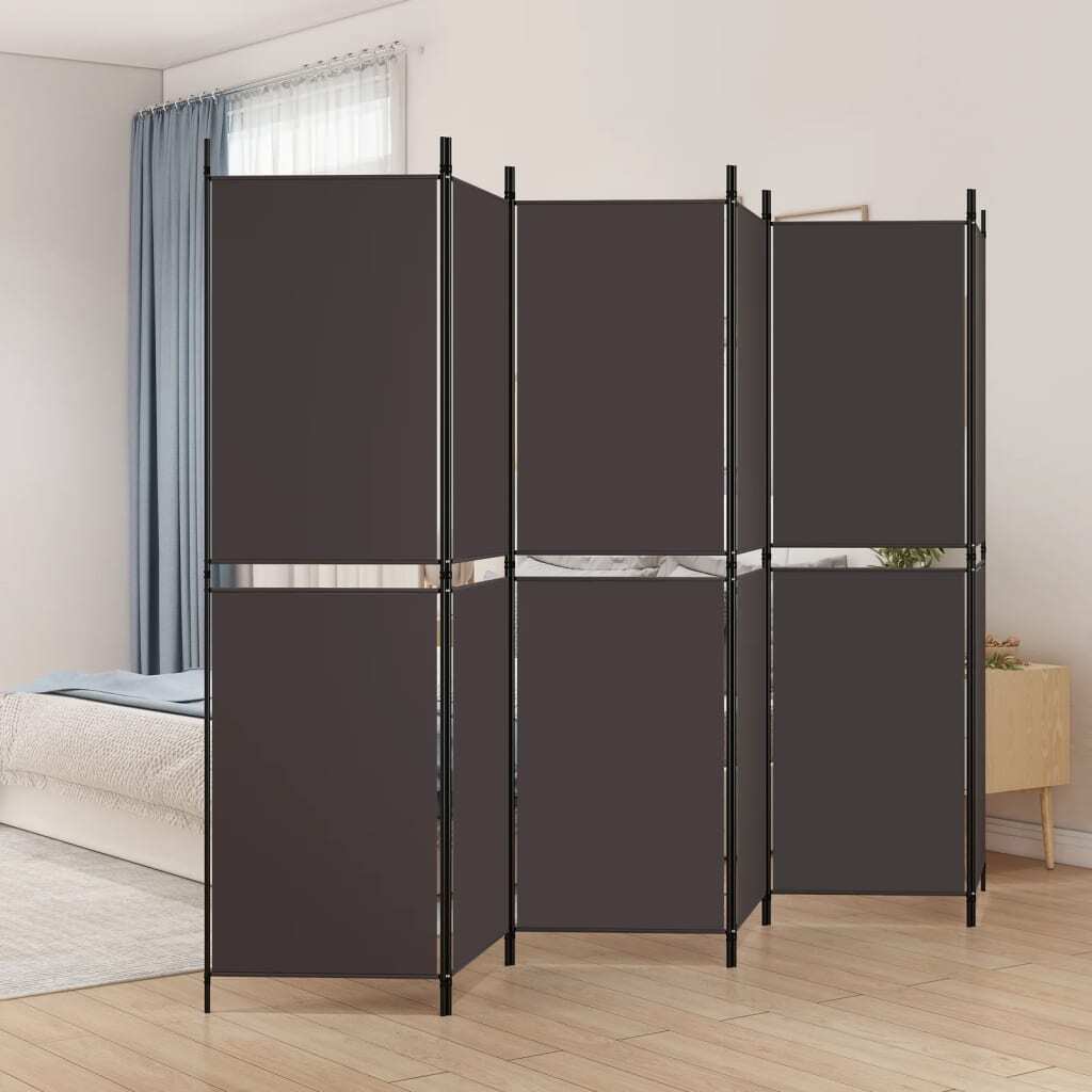 6-Panel Room Divider Brown 118.1"x70.9" Fabric