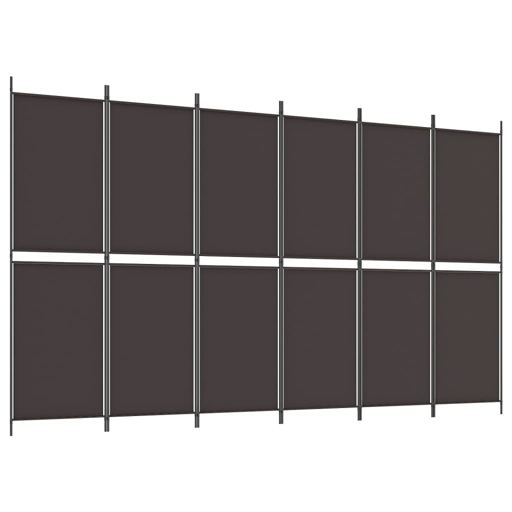 6-Panel Room Divider Brown 118.1"x70.9" Fabric