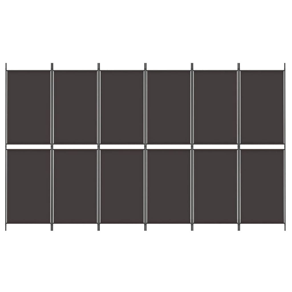 6-Panel Room Divider Brown 118.1"x70.9" Fabric