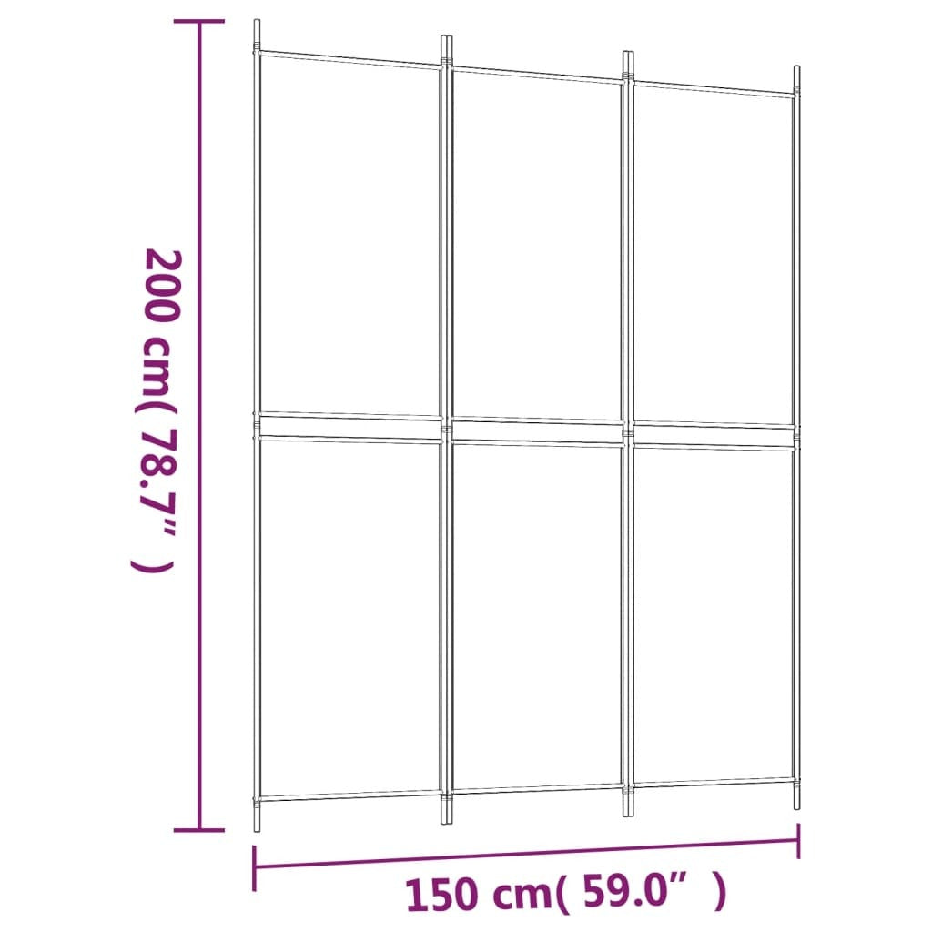 3-Panel Room Divider Anthracite 59.1"x78.7" Fabric