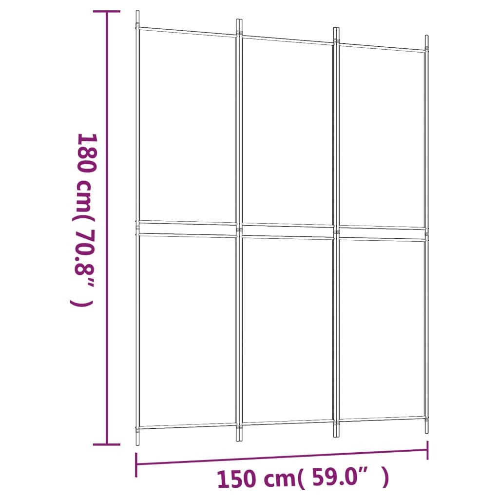 3-Panel Room Divider Black 59.1"x78.7" Fabric